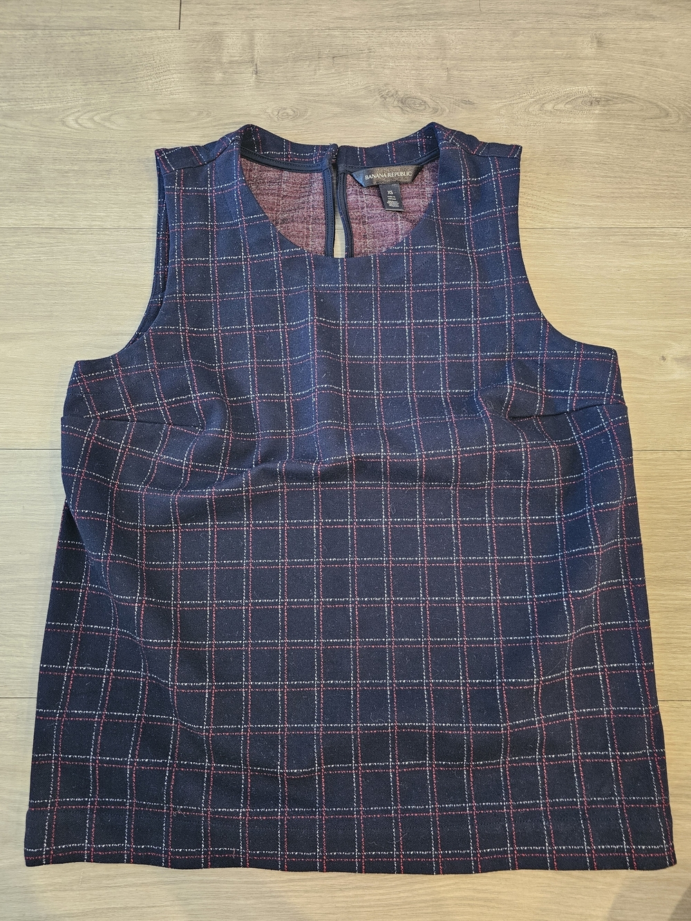 Banana Republic Navy Plaid Sleeveless Top